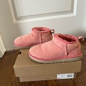 UGG Kids Pink Suede Slippers